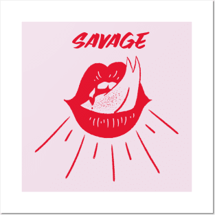 Taste of Savage Red Lips Posters and Art